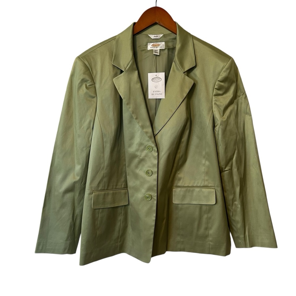 NWT Talbots Woman Petites Vintage Green Stretch Button Front Jacket Petite 20W